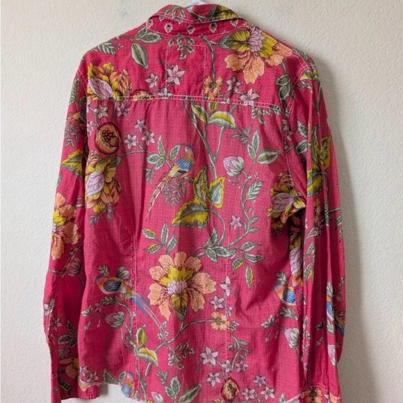 Cino Top XXL Button-Down Shirt Floral Bird Print Colorful Pink Boho Romantic EUC - Picture 6 of 6